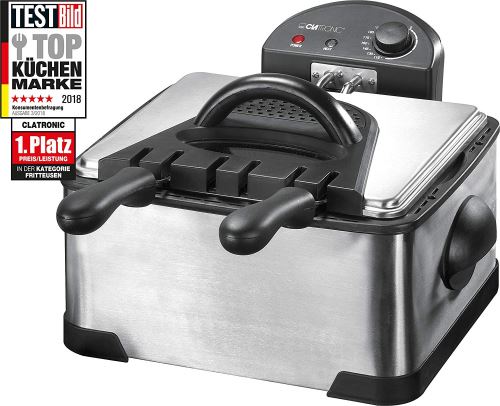 Clatronic FR 3195 Friteuse Acier Inox 2 Boites Amovible 4 L 2000 W