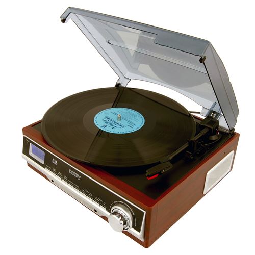 Platine rétro 33-45-78 RPM Radio AM-FM Stéréo Réveil Style Vintage Camry CR 1113 Brun