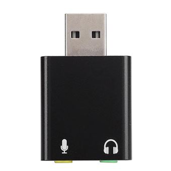 Noir Vige Noir Durable Léger Plug & Play USB 2.0 à 3D pour Micro Haut-Parleur Audio Adaptateur Carte Son 5.1 canaux pour Ordinateur Portable PC 