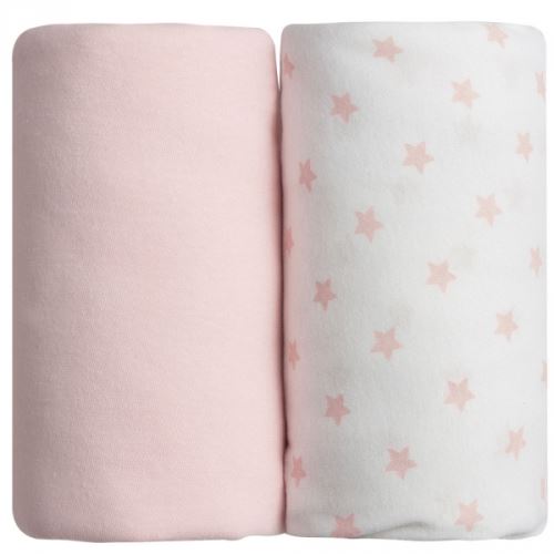 Lot de 2 draps housse étoiles rose / rose uni 60 x 120 cm - babycalin