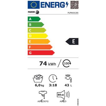 Fagor FLFN6012Ei - Machine à laver - largeur : 59.5 cm - profondeur : 47 cm - hauteur : 85 cm - chargement frontal - 38 litres - 6 kg - 1200 tours/min - blanc