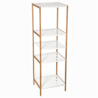 Etagere 5 Niveaux Salle Bain Varia Blanc Bambou Achat Prix Fnac