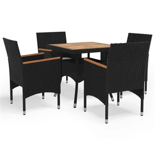 Ensemble à dîner de jardin 5 pcs Noir