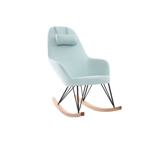 Rocking chair en tissu menthe à l'eau avec pieds métal et frêne JHENE