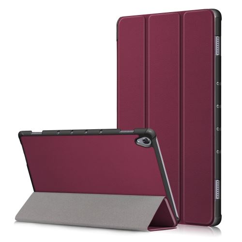 Etui en PU rouge vin avec support tri-pliure pour votre Huawei MediaPad M6 10.8 pouces (2019)