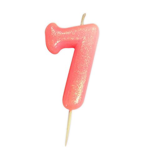 bougie rose pailletté chiffre 7
