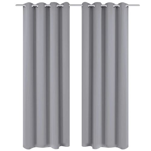vidaXL Rideau occultant 2 pcs avec œillets métalliques 135x175 cm Gris