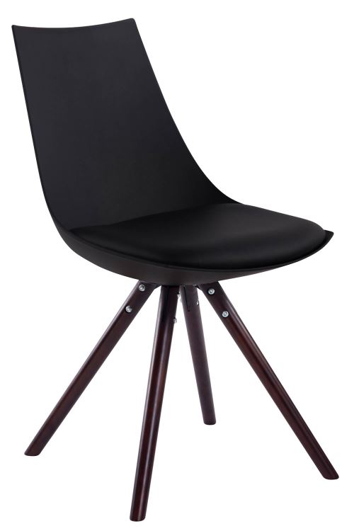 Chaise de salle à manger Albi simlicuir pieds ronds en bois de hêtre Cappuccino - Siège Noir