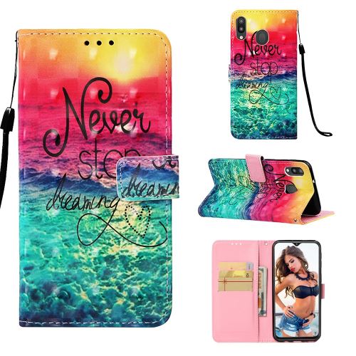 Etui en PU impression de motifs n'arrête pas de rêver pour votre Samsung Galaxy M20