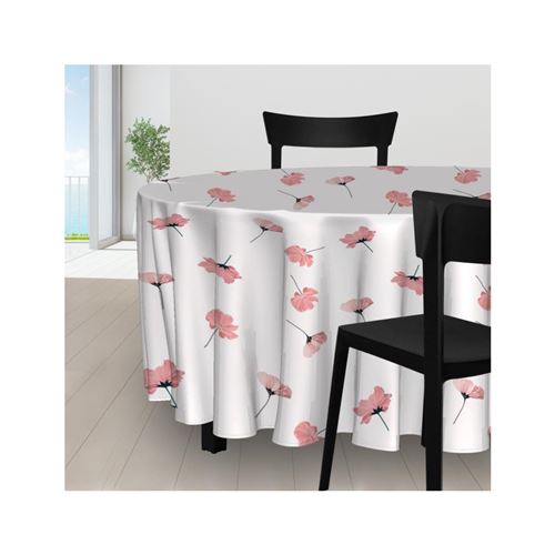 Nappe anti-tâches ronde PETALE rose par Soleil d'ocre