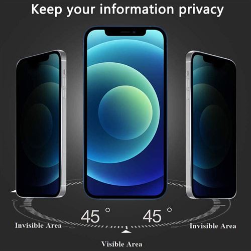 Film en verre trempé iPhone 12 et 12 Pro Anti-espion Privacy Noir