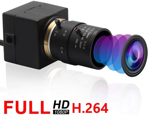 ELP Webcam Faible éclairage 1080P Grand Angle Réglable 2.8-12mm Vario  Objectif Low Illumination Mini Caméra 1/2.9 Pouce IMX323 Caméra Web pour