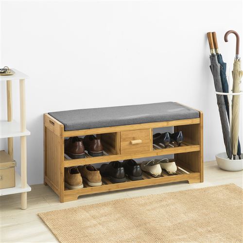 Étagère à Chaussures avec tiroir, Banquette Siège pour chausser, SoBuy® FSR75-N