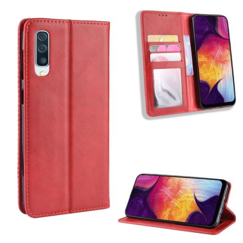 Etui en PU style vintage rouge pour votre Samsung Galaxy A70