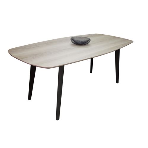 Table de repas ch&ecirc;ne massif et laqu&eacute; VINTAGE Pirotais Bois Noir mat 