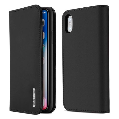 Etui en cuir véritable noir pour votre Apple iPhone X