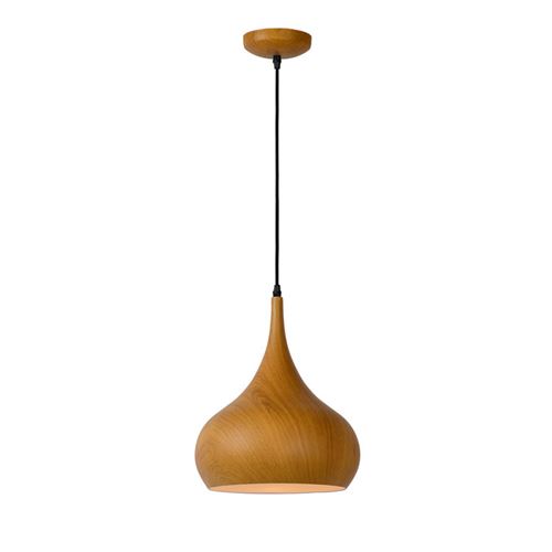 Suspension en métal finition bois clair diamètre 30cm Woody marron marron