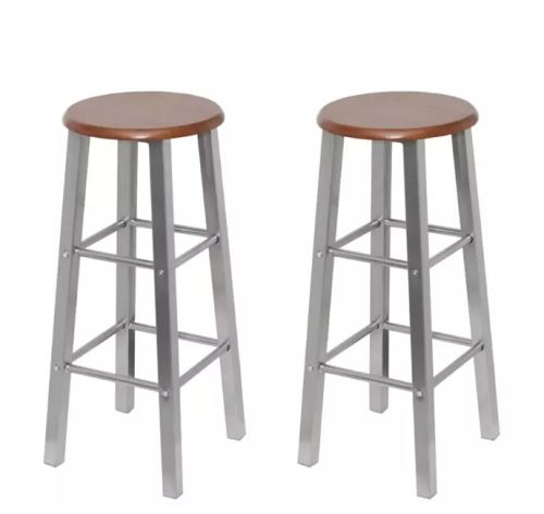 Tabourets de bar 2 pièces en métal avec assise en MDF