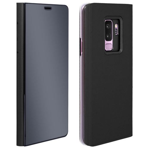 Housse Galaxy S9 Plus Etui Miroir Clapet Coque Rigide Fonction Support Noir