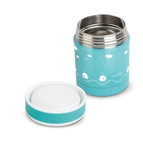 NUVITA Boîte thermique alimentaire en acier inoxydable 350ml - Pois Turquoise