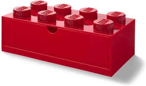 Lego Tiroir De Bureau 8 Plots 15,8 X 31,6 Cm Polypropylène Rouge