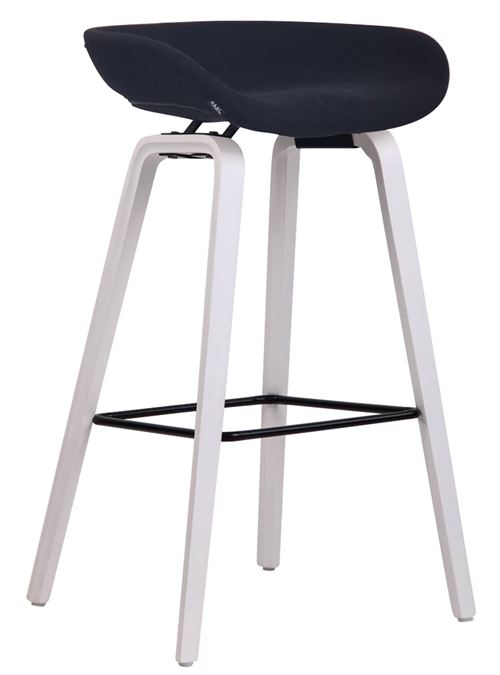 Tabouret de bar Anaheim en feutrine à 4 pieds , Noir /Bois de chêne Blanc