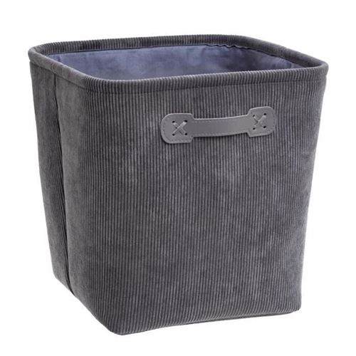 Boîte de Rangement Velours Côtelé 31x31cm Gris