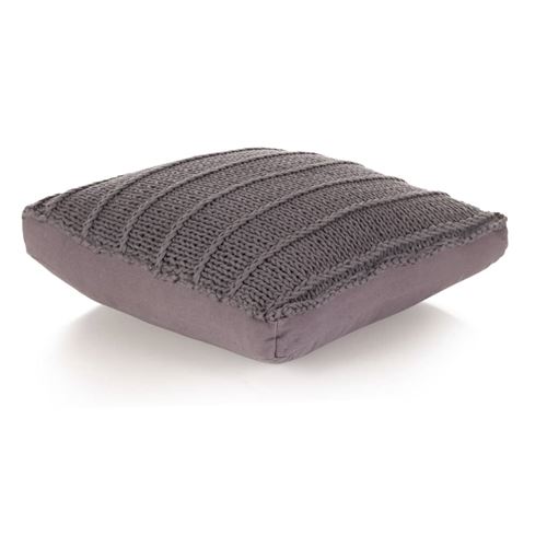 vidaXL Coussin de plancher carré Coton tricoté 60 x 60 cm Gris