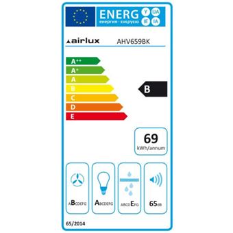 Airlux AHV659BK - Hotte - Courant descendant télescopique - Niche - largeur : 52.7 cm - profondeur : 10.9 cm - evacuation & recyclage - verre inox/noir