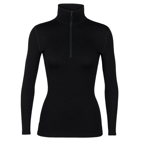Haut Femme manches longues laine Col Zippé 260 Tech Black L