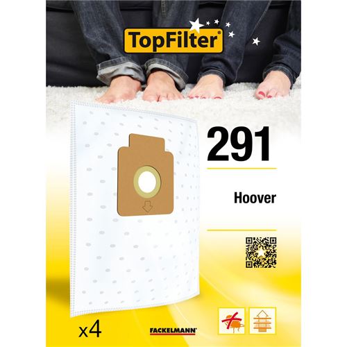 TopFilter 291, 4 sacs aspirateur pour Hoover boîte de sacs d'aspiration en non-tissé, 4 sacs à poussière (30 x 26 x 0,1 cm)