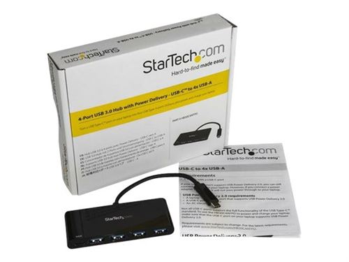 Hub Usb Startech Hb30c4afpd Usb 3.0 (3.1 Gen 1) Type-c 5000mbit/s Noir Hub & Concentrateur