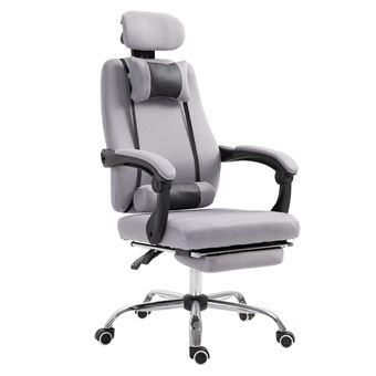 50 Sur Fauteuil De Bureau Manager Grand Confort Repose Pied Tetiere Coussin Lombaires Integres Dossier Inclinable Revetement Tissu Micro Perfore Gris Noir Achat Prix Fnac