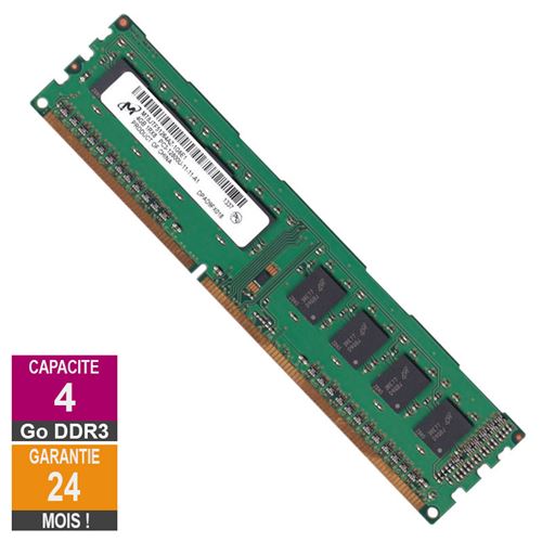 Barrette Mémoire 4Go Ram Ddr3 Micron Mt8Jtf51264Az-1G6E1 Dimm Pc3-12800U
