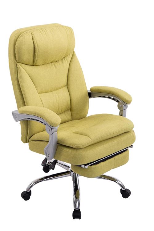 CLP Fauteuil de bureau Troy en tissu avec repose-pieds , Vert