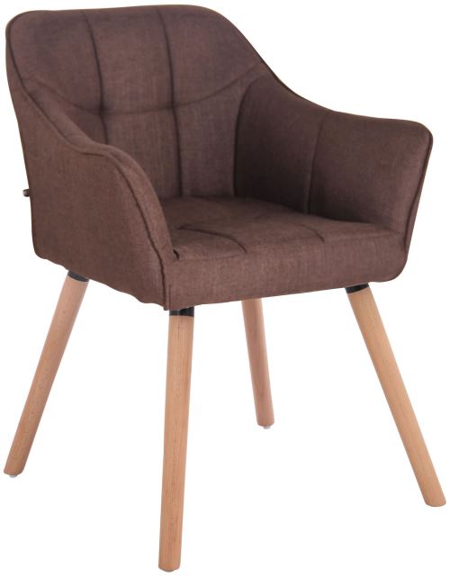 Chaise de salle à manger Falun en tissu - Piètement en bois de Hêtre Nature - Assise Marron