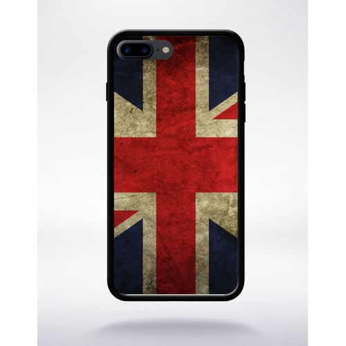 Coque Grande Bretagne Compatible Apple Iphone 7 Plus Bord Noir Silicone