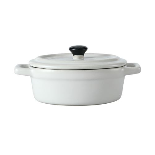 Mini cocotte ovale blanche avec couvercle et poignées HobbyCook