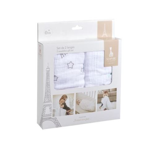 Sophie la girafe set de 2 langes - 120 x 120 cm