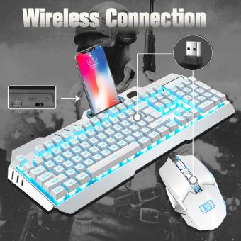 Clavier Et Souris Gamer Sans Fil Rechargeables - Rétroéclairage RGB 16 Modes, 4800 MAh, 2,4 GHz | Design Ergonomique