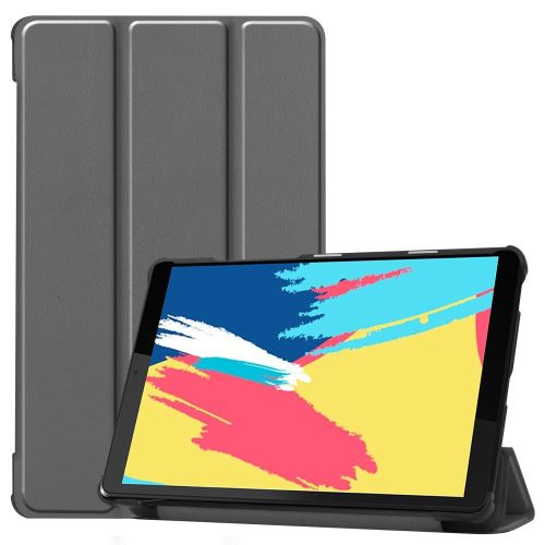 Etui en PU + TPU avec support tri-pliure gris pour votre Lenovo Tab M8 FHD 8705