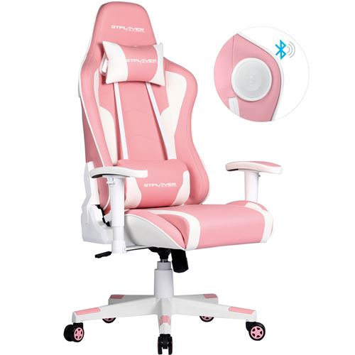 GTRACING Chaise Gaming de Bureau Fauteuil de Bureau Chaise Gamer Music avec Haut-Parleur Bluetooth, Design Ergonomique