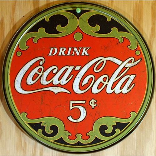 plaque coca cola ronde drink tole deco bar pub restaurant
