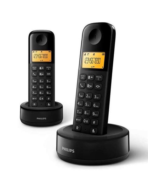 Téléphone Sans Fil Philips D1602B/01 1,6 300 mAh GAP (2 pcs) Noir