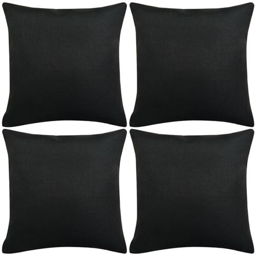vidaXL Housse de coussin 4 pcs Lin Noir 50 x 50 cm