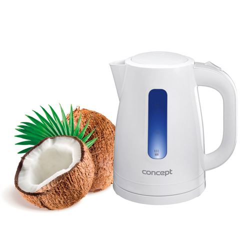 CONCEPT électroménager RK2310 BOUILLOIRE PLASTIQUE, 1,7 LITRE, BLANCHE, 2200 W, ÉCLAIRAGE LED, FILTRE ANTICALCAIRE AMOVIBLE