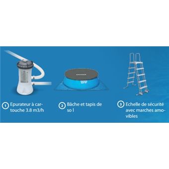 Kit Piscine gonflable Intex - Ronde - Easy Set - 4,57 x 1,22 m - Accessoires inclus - Bleu