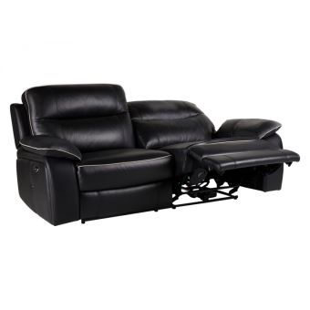 Canapé 3 Places Relax électrique En Cuir Catane Noir Et