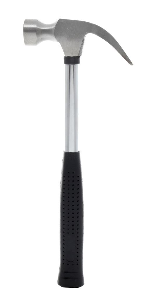 DCRAFT | Marteau arrache-clou 500g Longueur manche 30cm | Marteau classique Manche tubulaire en caoutchouc | Outil bricolage/atelier | Argent/Noir