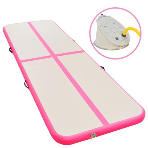 vidaXL Gymnastiekmat met pomp opblaasbaar 800x100x10 cm PVC roze